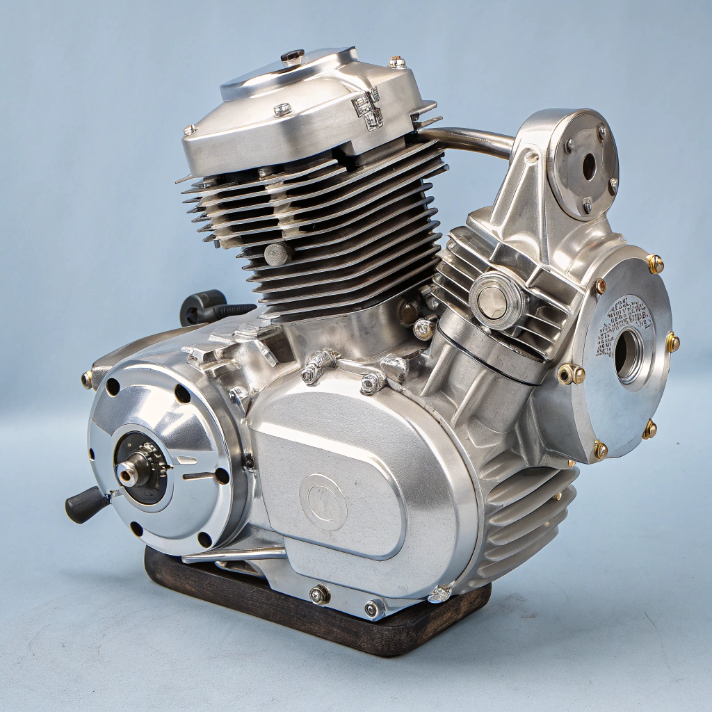 Close up of chrome details on a classic motorcycle