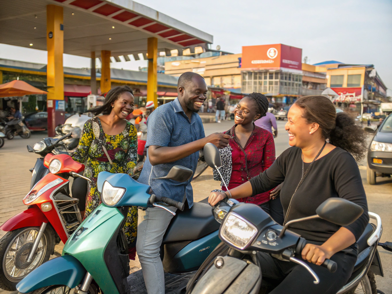 Large gathering of people and motorcycles at a community event